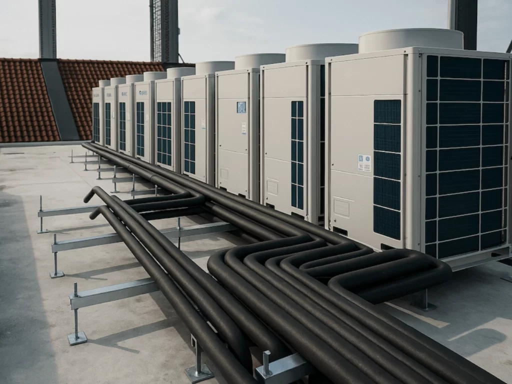 Refrigerant pipe insulation for a VRF air-conditioning system