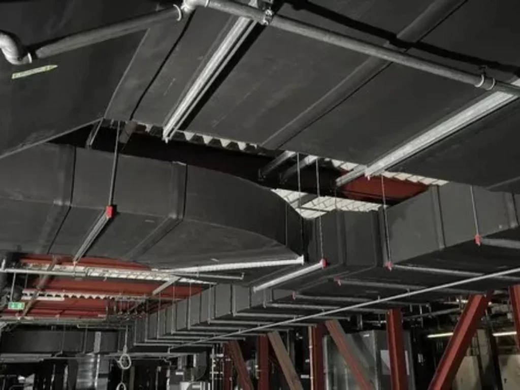 XLPE foam insulation installed on an HVAC air duct